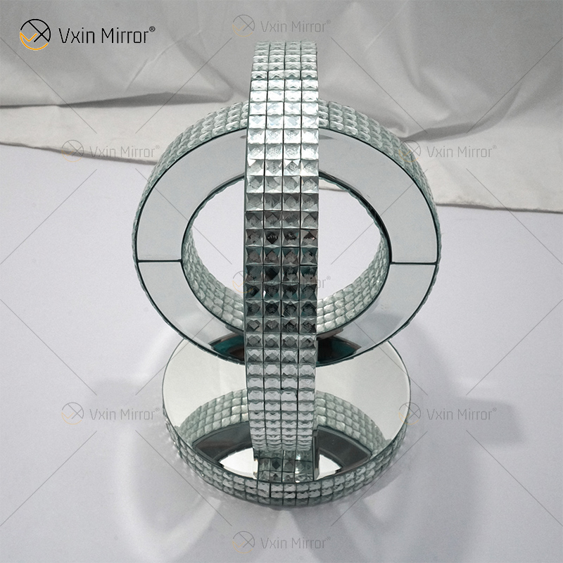 Mesa Lateral Globo Decor Hot Design Vxin WXF-093-1 Prata Cristal Espelho Mesa Lateral