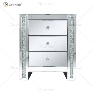 Vxin Espelho WXWF-718 Moderno 3 Gavetas Espelhado Mesa de Cabeceira Mesinha de cabeceira