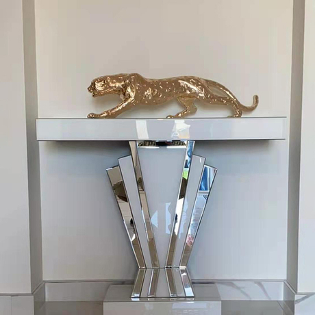 Uma Venda Decoração de Casa WXF-1218 Mesa Console Espelhada Moldura Branca Mais Popular Estilo Europeu Mesa Console Longa Parede Estreita