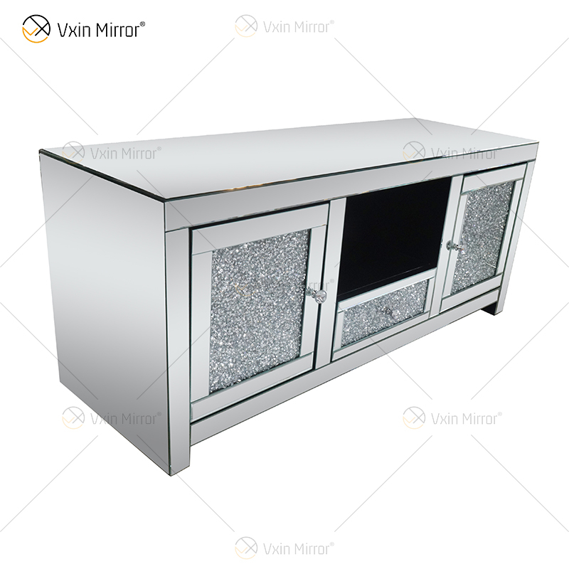 China fornece móveis de suporte de tv modernos europeus WXF-097-1 Crush diamante prata cristal