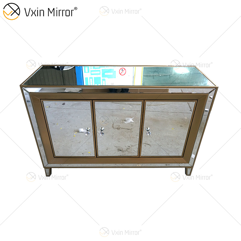 Aparador Champage Gold Design WXF-268 Armário Espelhado de Luxo com Gavetas Muti