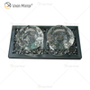 Porta-velas com nome personalizável moderno e elegante WXCH-002 em vidro prateado com diamante esmagado