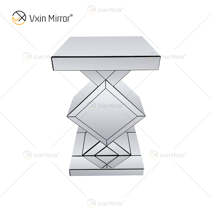 Atacado WXF-115-2 Espelho Mesa Lateral Cristal Elegante Luxo Móveis de Quarto Prata Mesa Lateral