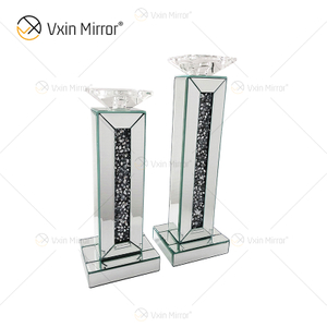 Nome personalizável moderno elegante WXP-002 prata esmagado diamante espelho castiçal