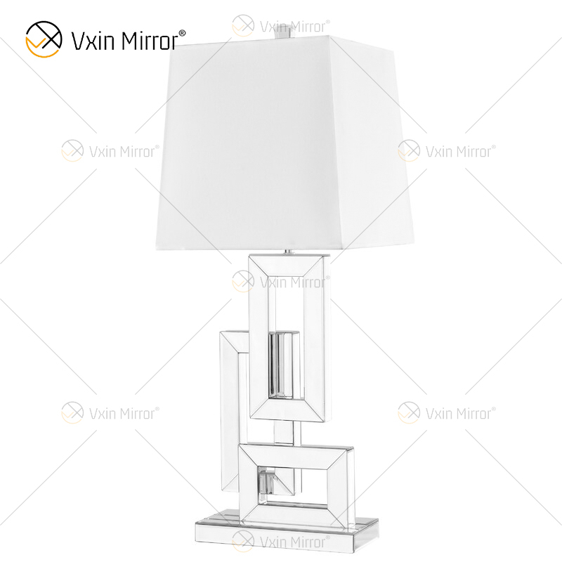 Fornecimento de fábrica WXTL-001 moderno espelho de mesa 3D prata com abajur para quarto