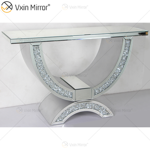 WXWF-513 Preço de Fábrica Atacado Art Déco Antigo Com Vidro Curvo Mesa Console