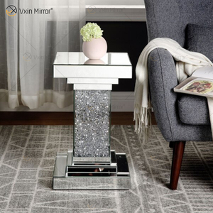 Mesa de canto de venda imperdível Vxin WXF-979 design moderno retangular diamante esmagado mesa lateral espelho