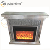 Lareira de espelho de diamante esmagado com cristal de luxo para decoração de casa com inserção de vento quente em móveis de sala de estar WXWF-042