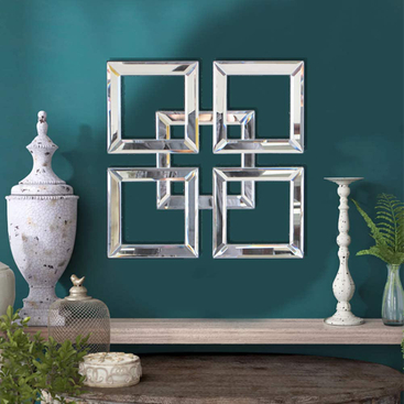 Espelho decorativo de parede espelhado quadrado com borda chanfrada espelhos modernos e elegantes montados na parede WXM-1590