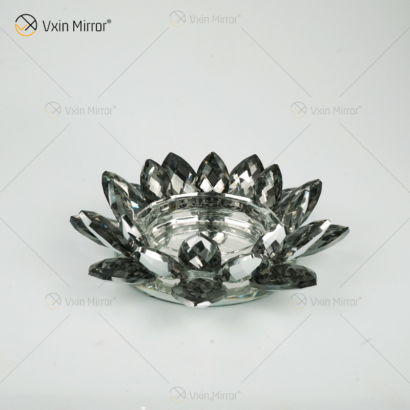 Fornecimento de fábrica Vxin espelho flor VX-07 castiçal de prata castiçal de cristal de lótus