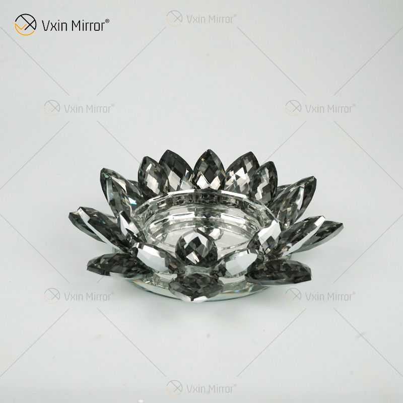Fornecimento de fábrica Vxin espelho flor VX-07 castiçal de prata castiçal de cristal de lótus