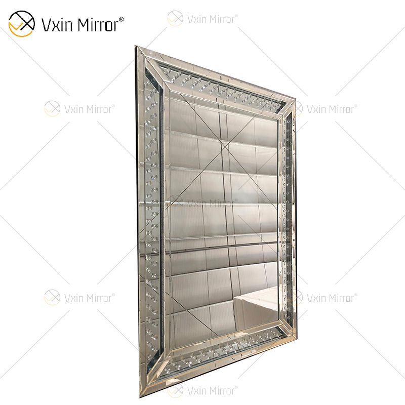 Espelho de parede de cristal LED de boa qualidade WXM-1167 com 3 cores de decoração de parede espelho iluminado