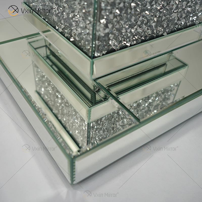 Mesa Lateral Vxin Elegant WXF-135 Decoração de Casa Diamante Triturado Espelho Prata Móveis Mesa Lateral
