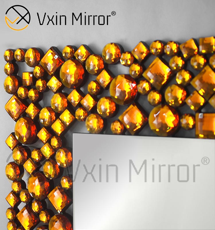Espelho de parede marrom barato WXM-1051 de alta qualidade para decoração de parede de cristal