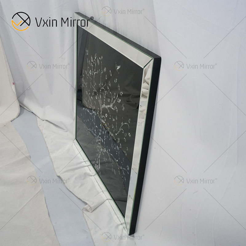 Nevina Decoração de Parede Cristal Macieira Moldura Espelhada Espelho Biselado Moldura de Arte de Parede Cristal Forma Retangular para Sala de Estar