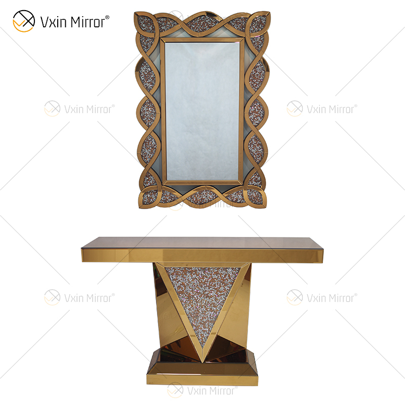 Mesa de console espelhada de diamante Vxin decoração moderna para casa de luxo