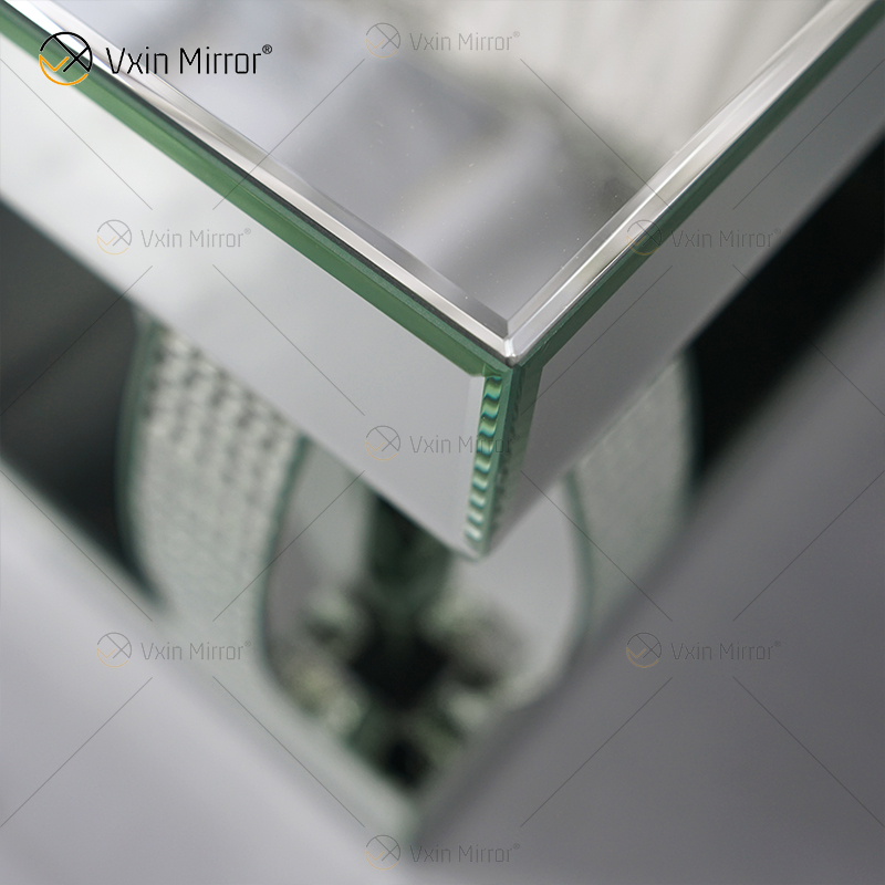 Mesa Lateral Personalizada WXF-1104 Cristal Mesa de Centro Espelhada Prata Caseira