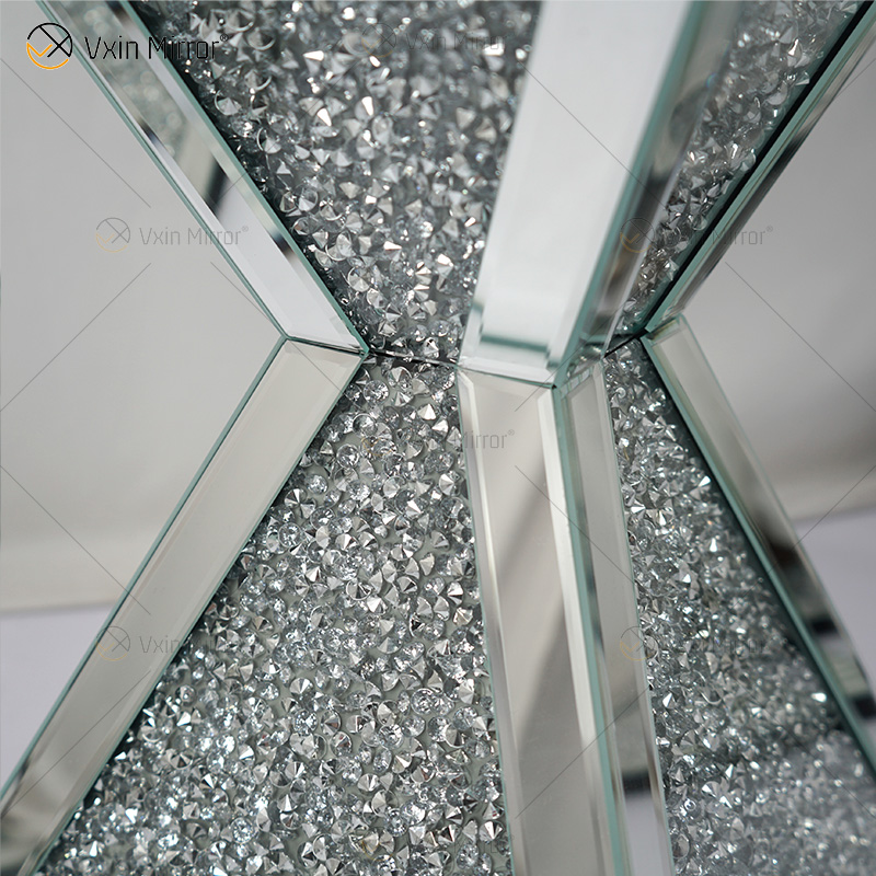 Vxin WXF-151 Espelho Superior Quadrado Decoração Espelho Diamante Mesa Lateral Vidro Espelhado