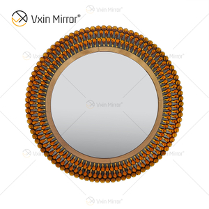 Espelho de parede de vidro marrom com decoração veneziana WXM-1112 em forma de pagode