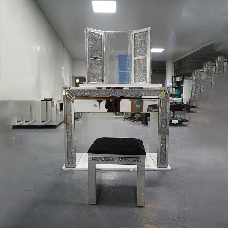 Venda imperdível Designs modernos para penteadeira de quarto com espelho e banqueta prateada penteadeira de luxo