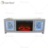 WXF-1054 Prata Cristal LED Lareira Espelhada Armário de TV Com Dente Azul E Alto-falante Espelho Suporte de TV