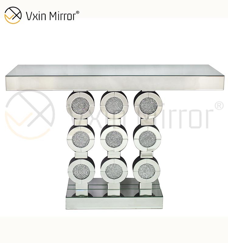 Espelho Vxin WXF-008 Bom Fornecedor Fábrica Moderno Luxo Vidro Curvo Madeira Esculpida Mesa Console Embutida em Osso