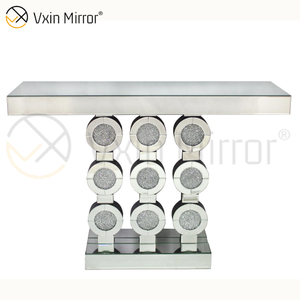 Espelho Vxin WXF-008 Bom Fornecedor Fábrica Moderno Luxo Vidro Curvo Madeira Esculpida Mesa Console Embutida em Osso