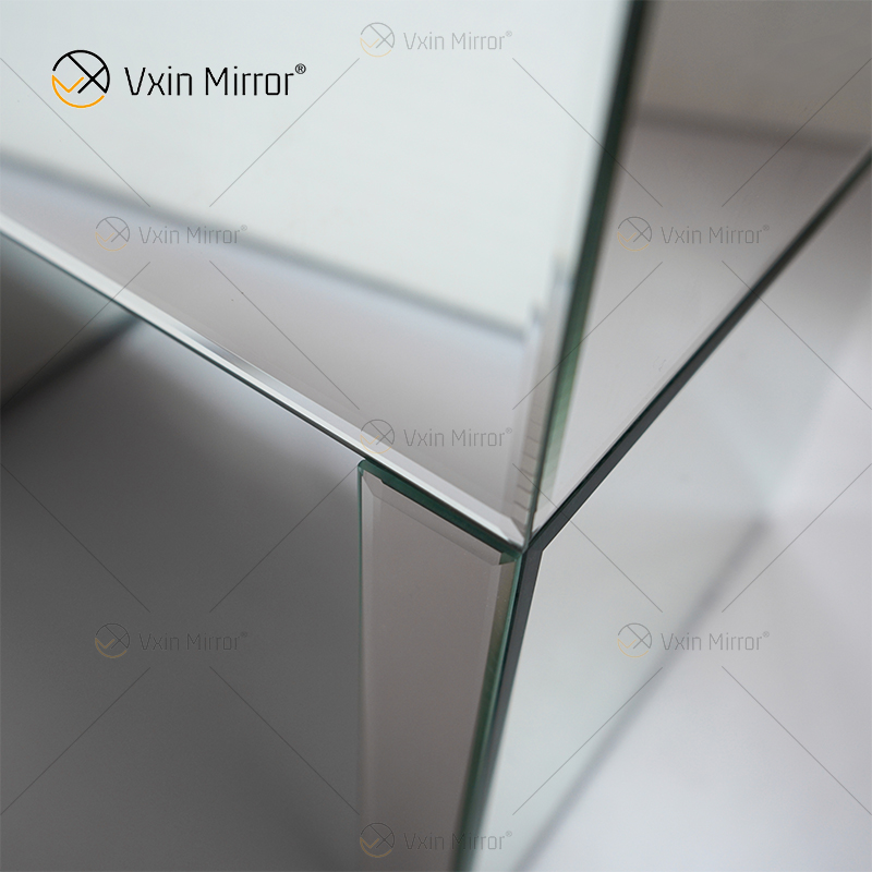 Mesa de cabeceira moderna de fábrica WXF-032 com três gavetas em vidro prata espelhado mesa de cabeceira
