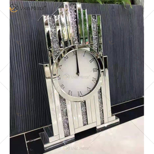 Novo design de fábrica WXMC-relógio de mesa retangular espelho cristal prata