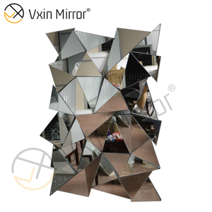 Fornecimento de fábrica 3D decoração de parede de vidro estereoscópico prata pendurado na parede WXM-2477 espelho
