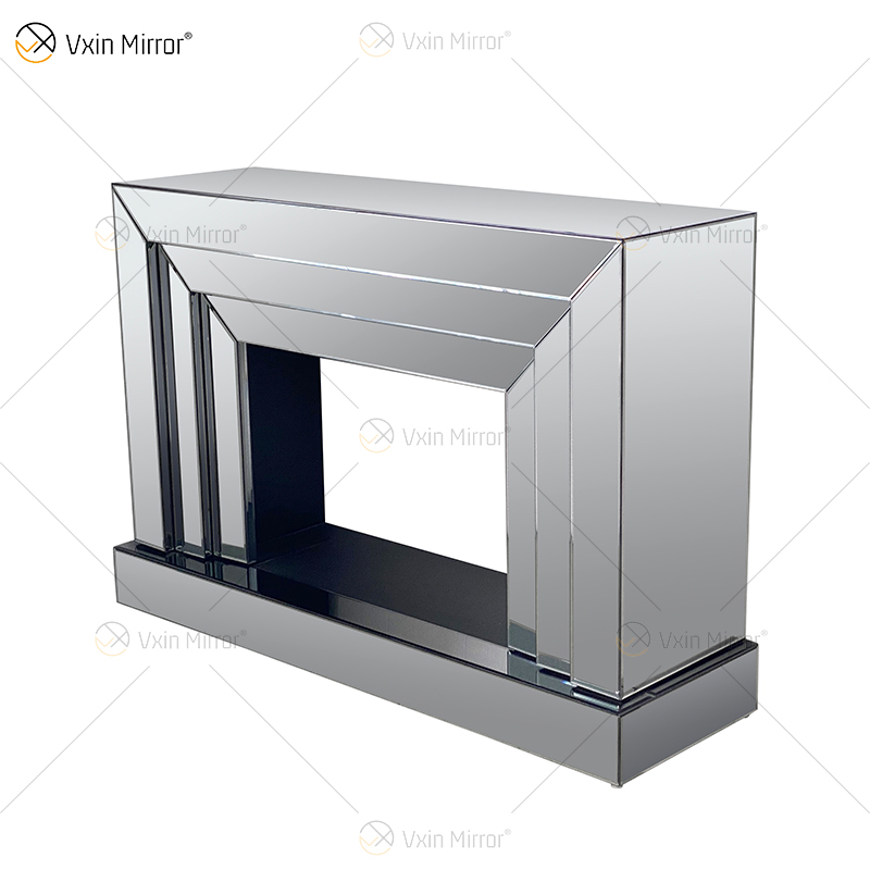 Lareira de espelho de vidro simples WXWF-1100 de venda imperdível com inserção de madeira de simulação interna para sala de estar