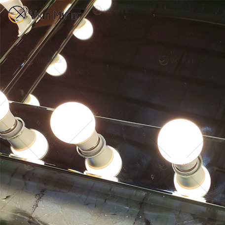 Espelho de penteadeira iluminado com cristal prateado Vxin WXDL-101 LED estilos venezianos com 15 lâmpadas