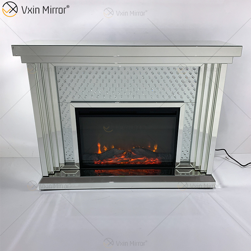 Moderno WXWF-1096 Sparkle Electric LED espelhado Lareira Espelho Cristal Esmagado