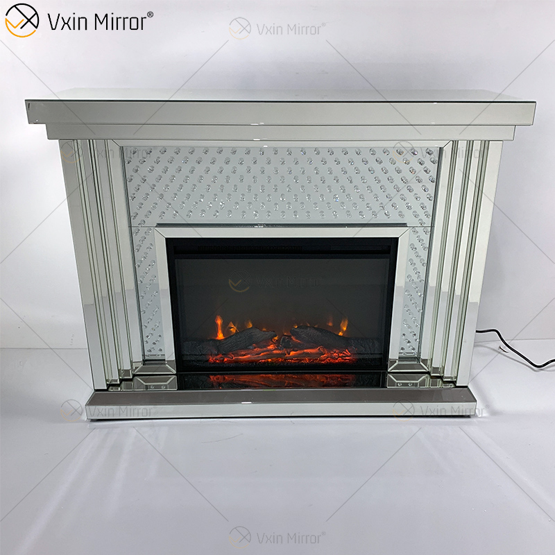 Moderno WXWF-1096 Sparkle Electric LED espelhado Lareira Espelho Cristal Esmagado