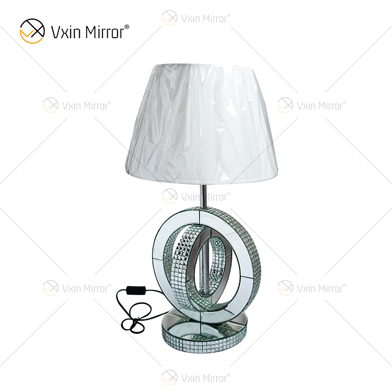 Candeeiro de mesa espelhado de cristal prateado estilo country moderno WXTL-093 para quarto de cabeceira luminária espelho