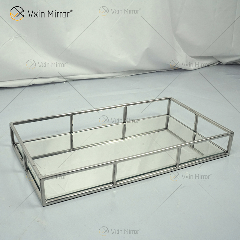 Venda imperdível espelho Vxin WXT-005 decoração moderna prata moldura de aço inoxidável espelhada bandeja tamanho 2