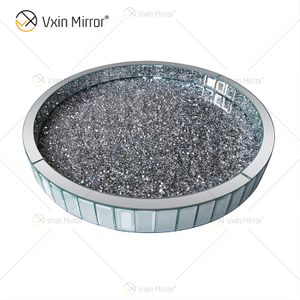 Venda imperdível WXMT-015 Decoração Moderna Prata Esmerilhada Diamante Bandeja Redonda Espelhada