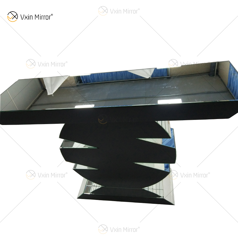 WXWF-445 OEM Design Brilhante Diamond Crush Cristal Prata Espelho Mesa Console
