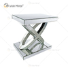WXWF-128 Decoração de casa Cristal Prata Vidro Móveis Mesa Lateral Espelhada