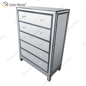 Espelho Vxin WXR-006 Prata Decoração de Casa Armário Espelhado com 5 Gavetas
