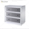 Mesa de cabeceira de boa qualidade prata WXF-1001 diamante esmagado decoração moderna mesa de cabeceira com 3 gavetas