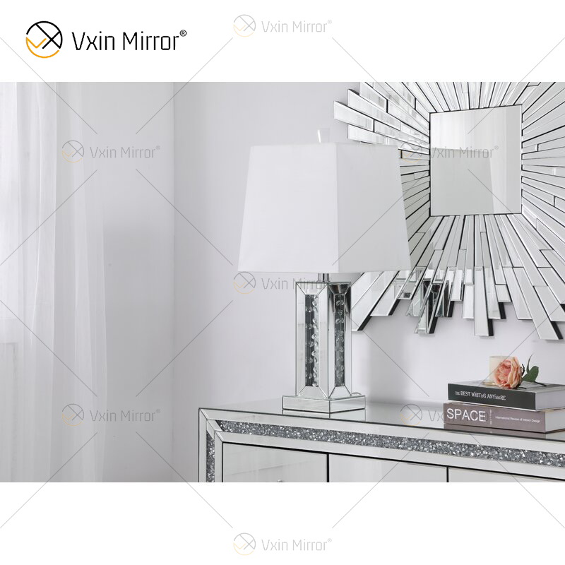 Lâmpada de espelho de mesa Vxin WXTL-142 cristal prata elegante LED 3 cores luz LED para quarto