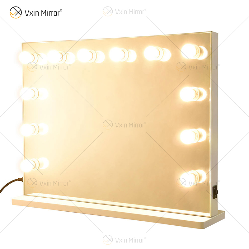 Estilos de curativos venezianos VXin WXDL-107 Sparkle Silver Hollywood Mirror Switch Control com lâmpadas de 3 cores