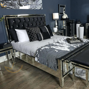 Espelho Vxin Móveis WXWF-1081 Moldura Preta Vidro Prata Espelhado Cama King Cama Espelho
