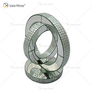 Mesa Lateral Globo Decor Hot Design Vxin WXF-093-1 Prata Cristal Espelho Mesa Lateral