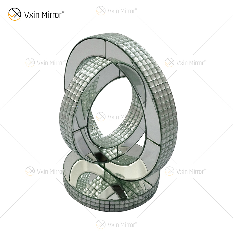 Mesa Lateral Globo Decor Hot Design Vxin WXF-093-1 Prata Cristal Espelho Mesa Lateral