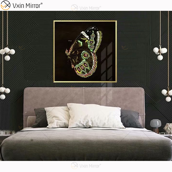 Moldura de alumínio de luxo espelho arte de parede cristal porcelana pintura fundo sofá parede pintura decoração da sala de estar
