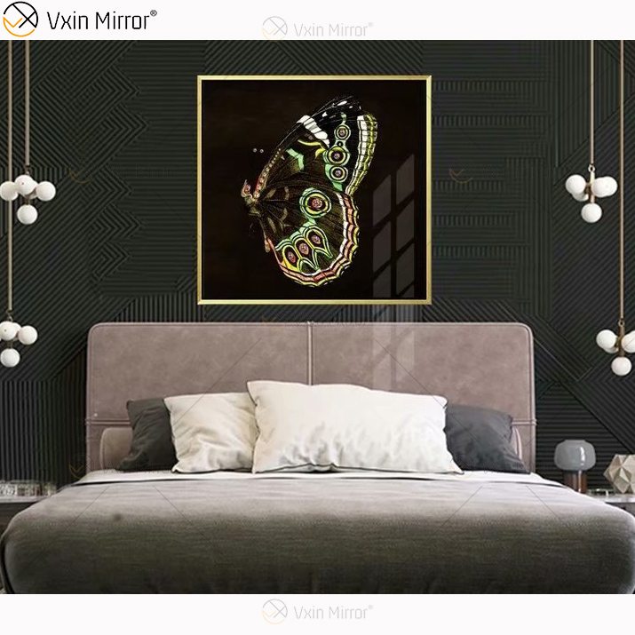 Moldura de alumínio de luxo espelho arte de parede cristal porcelana pintura fundo sofá parede pintura decoração da sala de estar