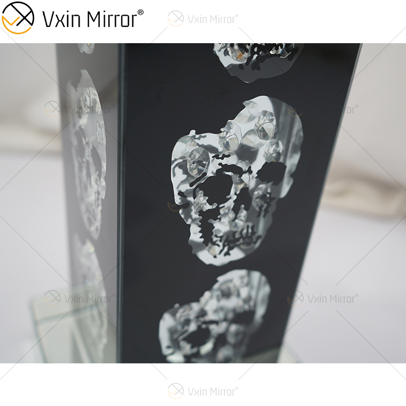 Vxin Supply Estilo Gótico WXTL-79 Prata Preto Caveira Espelho Lâmpada de Mesa com Abajur para Hotel