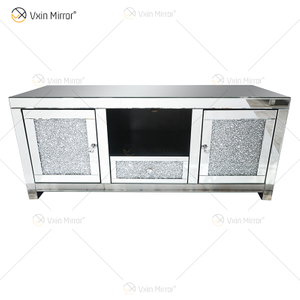 China fornece móveis de suporte de tv modernos europeus WXF-097-1 Crush diamante prata cristal